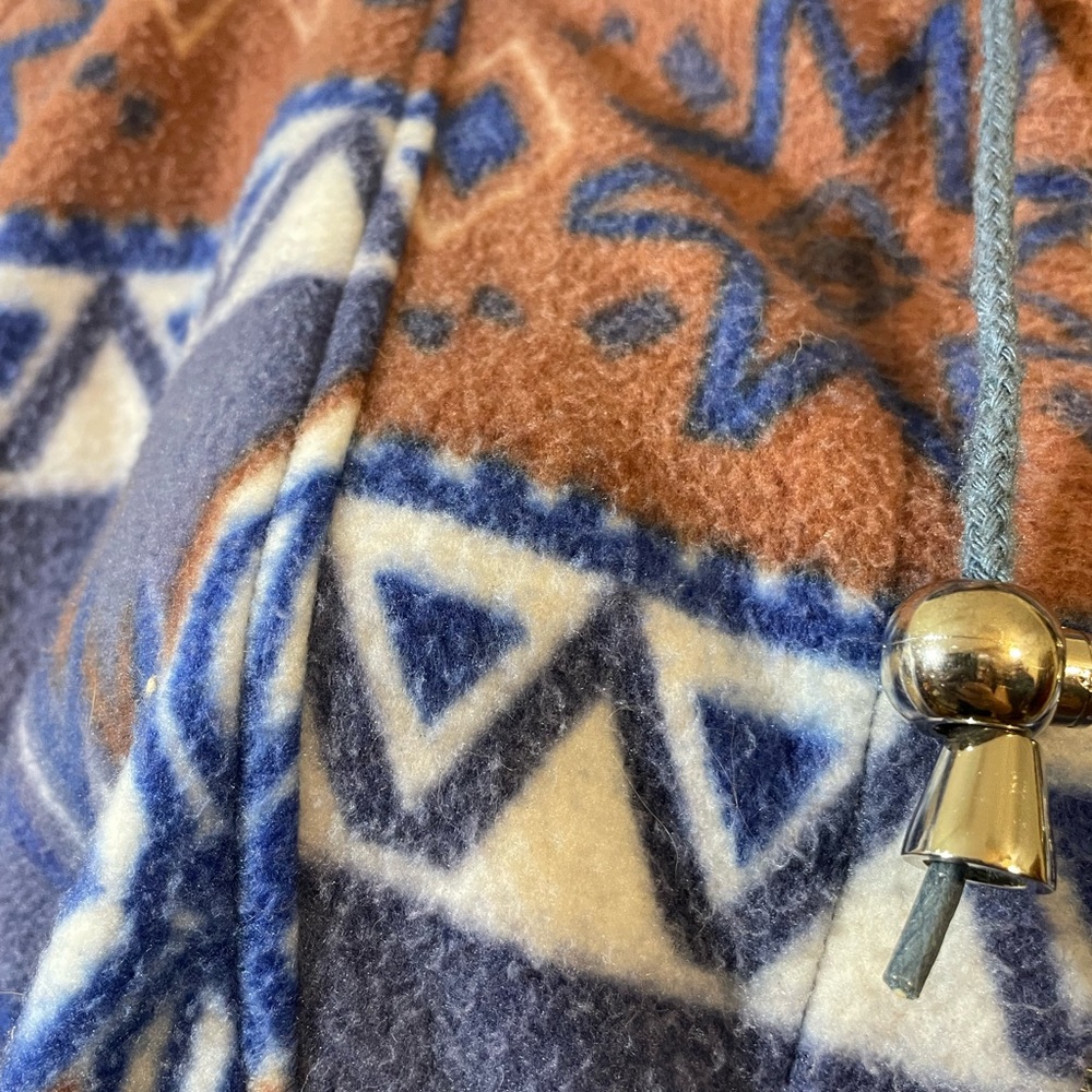 OutBrook Womens Aztec Tribal Fleece Jacket‎ Blue Brown full zip hooded w/pockets - Picture 9 of 12